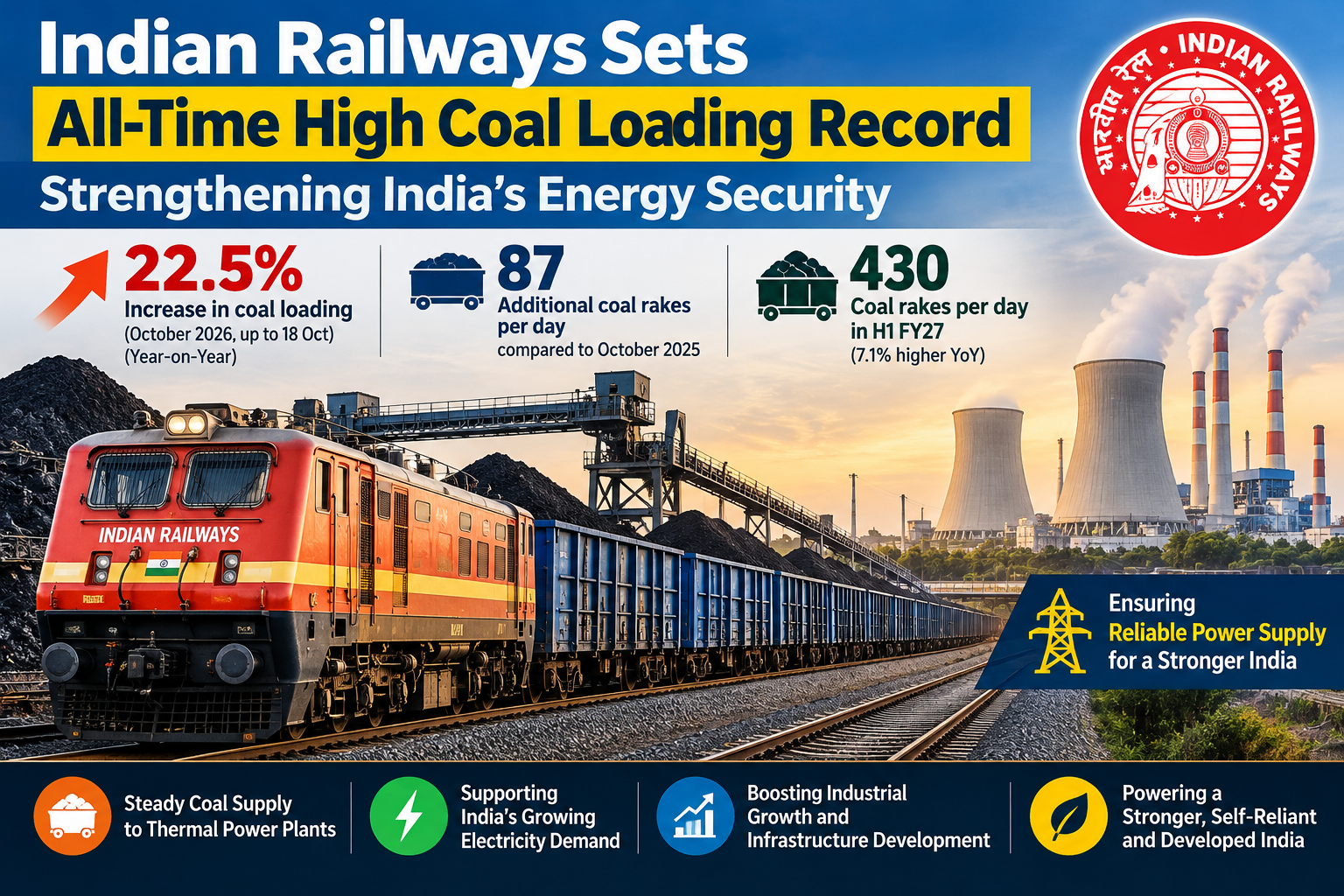 Indian Railways Sets All-Time High Coal Loading Record, Strengthening India’s Energy Security