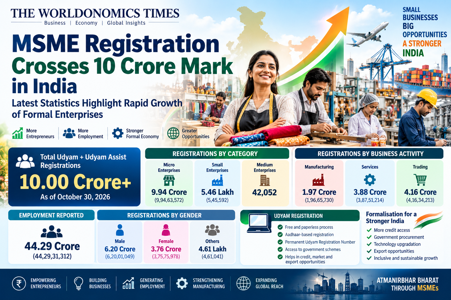 MSME Registration Crosses 10 Crore Mark in India: Latest Statistics Highlight Rapid Growth of Formal Enterprises