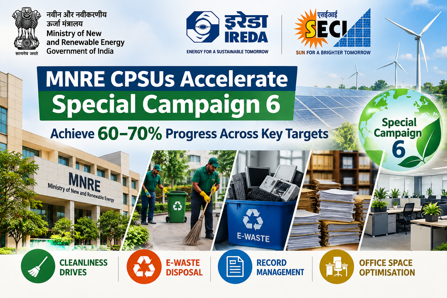 MNRE CPSUs Accelerate Special Campaign 6, Achieve 60–70% Progress Across Key Targets