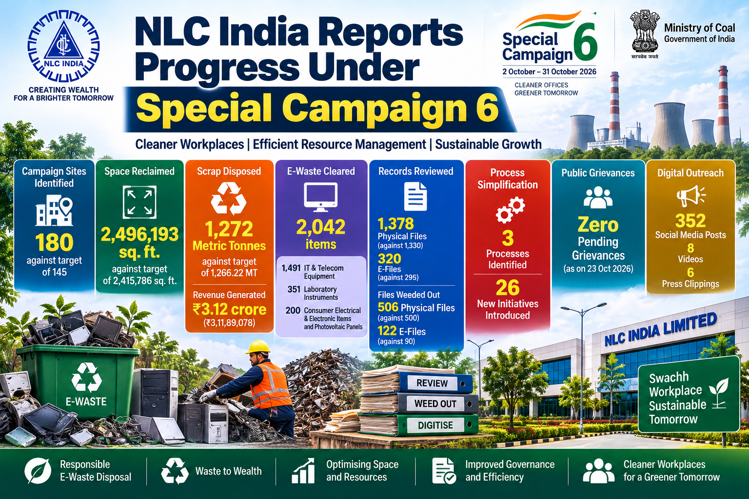 NLC India Surpasses Key Targets Under Special Campaign 6