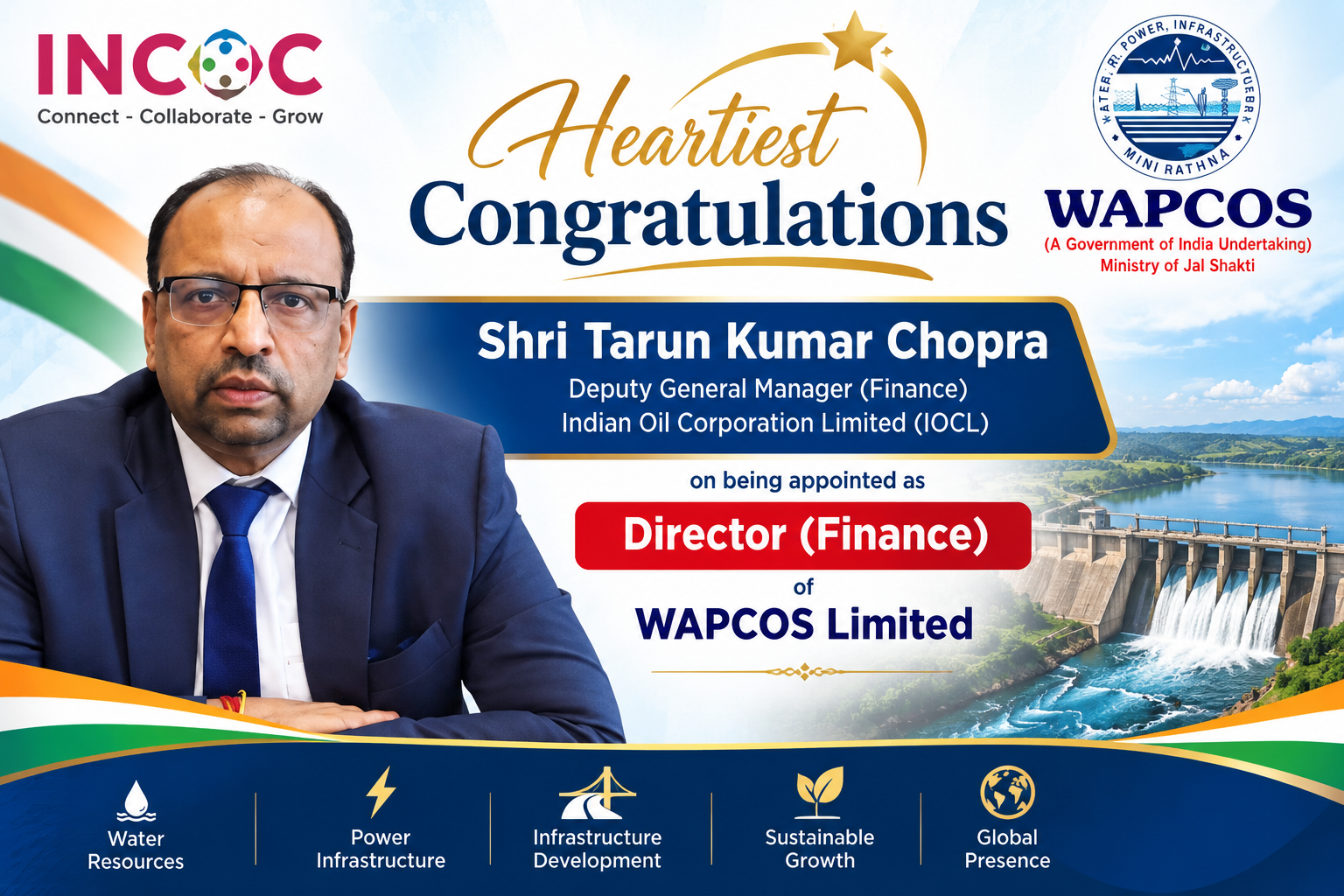 Tarun Kumar Chopra Appointed Director (Finance), WAPCOS: Strengthening Financial Leadership at the Water and Infrastructure PSU